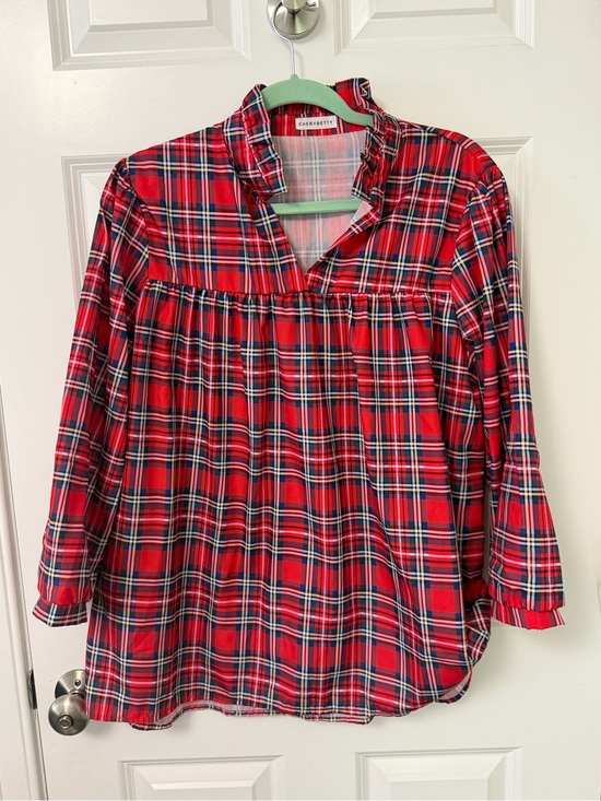 Crewcuts Tops - Crewcuts Red Plaid Ruffle-Yoke Tunic Top